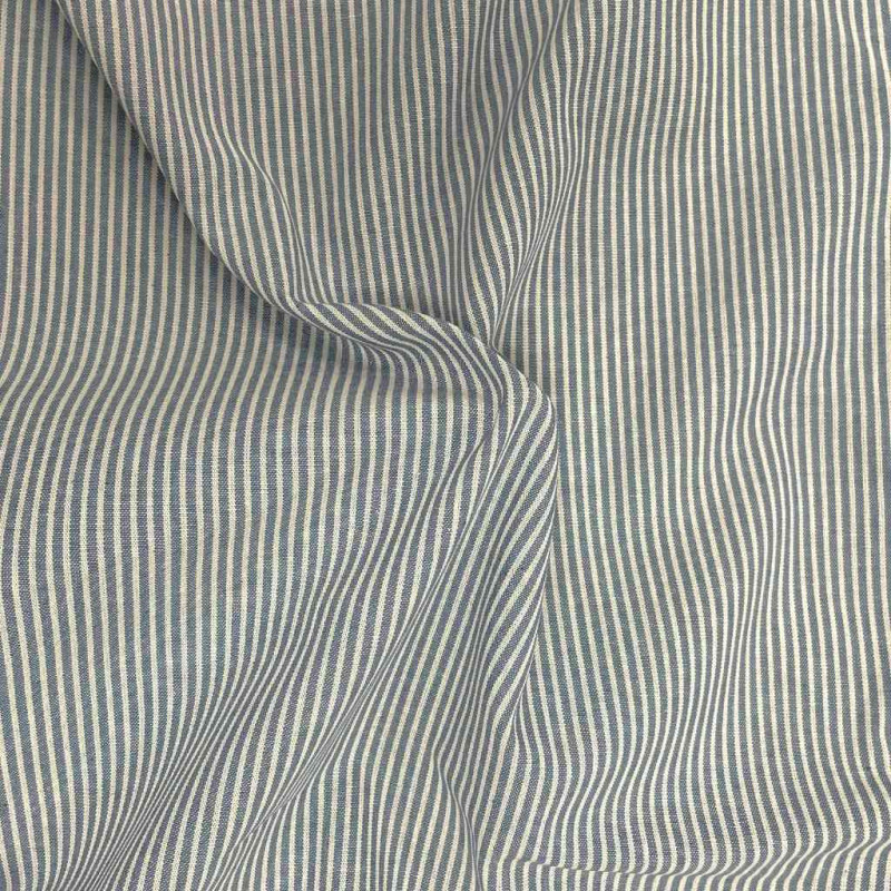 Algodón tejido a rayas RAYCO Azul jeans / Crudo